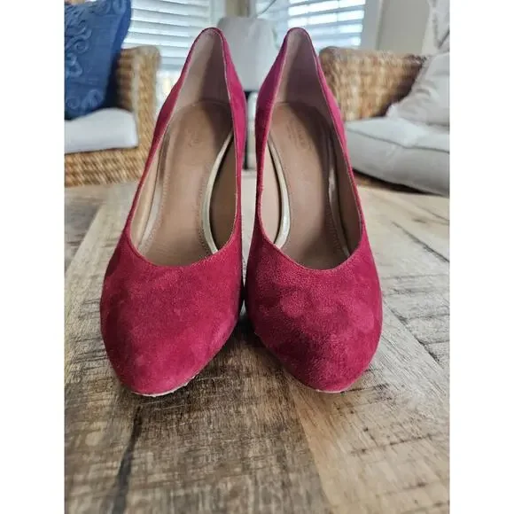 Coach A4078 Urban Red Suede Heels Women's Size 8 4 Inch - Picture 12 of 13